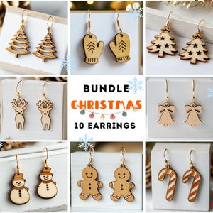Weihnachts-Bundle 10 Ohrringe Holz Laser Cut svg