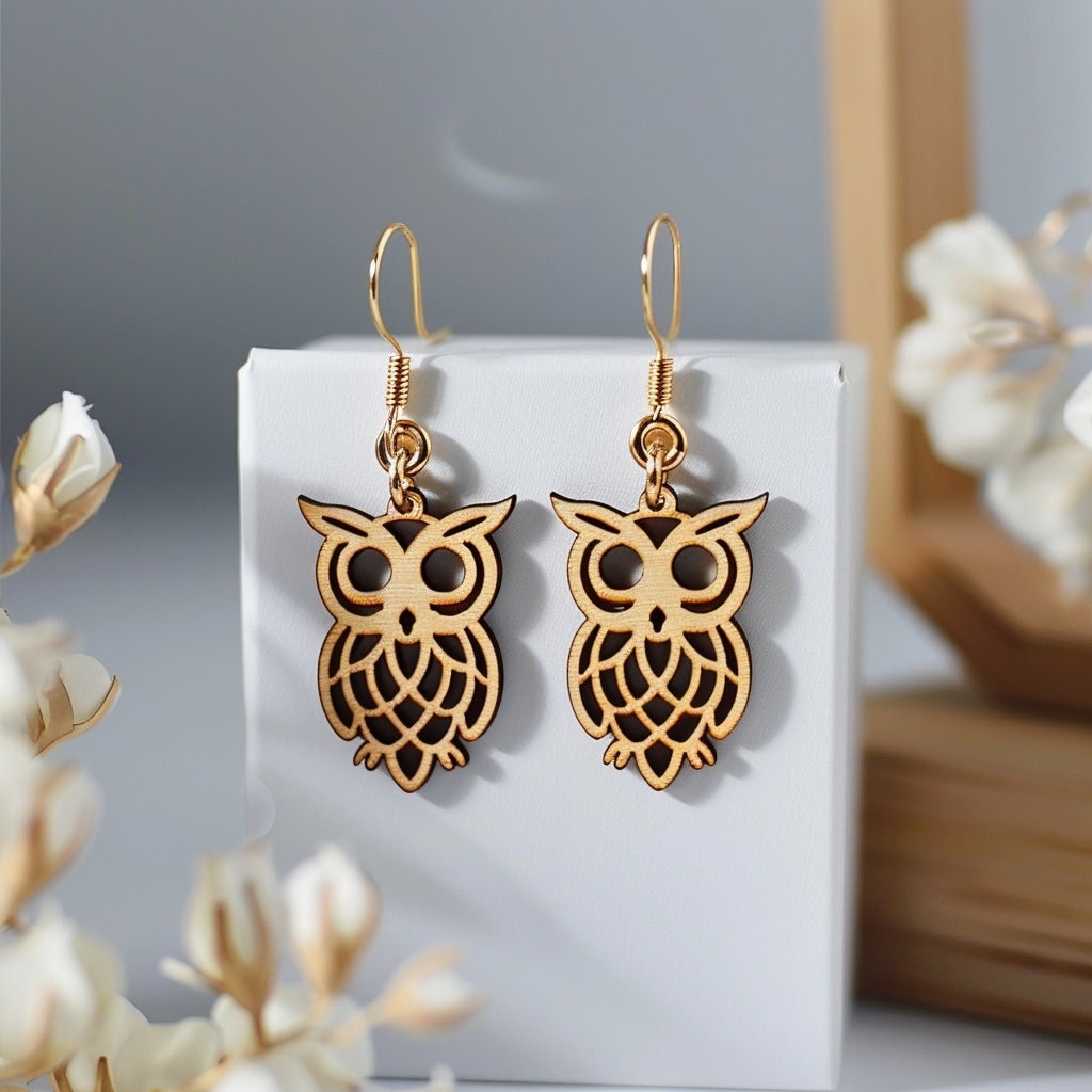 Owl Earrings svg Wood Laser Cut Svg