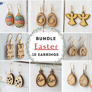 Easter Bundle 10 Earrings Wood Laser Cut Svg