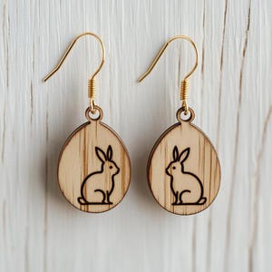 Easter Bunny Earrings Wood Laser Cut Svg