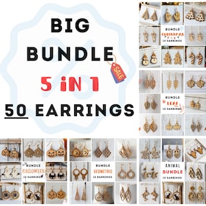 Bundel 50 oorbellen hout lasergesneden Svg DIGITAAL PRODUCT DOWNLOAD