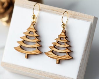 Weihnachtsbaum Ohrringe Holz Laser Cut svg