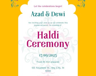 DESCARGA DIGITAL / Letrero de bienvenida a la ceremonia Haldi / Letrero de decoración Haldi indio / Póster de pareja Haldi / Letrero de bienvenida a Haldi /