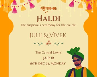 DESCARGA DIGITAL / Letrero de bienvenida a la ceremonia Haldi / Letrero de decoración Haldi indio / Póster de pareja Haldi / Letrero de bienvenida a Haldi /