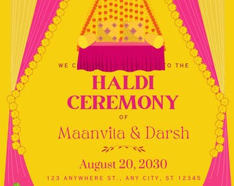 DESCARGA DIGITAL / Letrero de bienvenida a la ceremonia Haldi / Letrero de decoración Haldi indio / Póster de pareja Haldi / Letrero de bienvenida a Haldi /