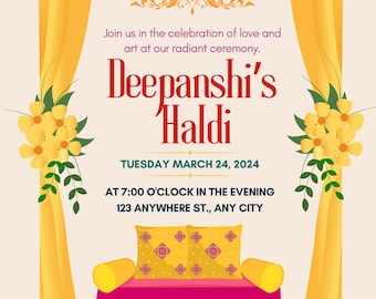 DESCARGA DIGITAL / Letrero de bienvenida a la ceremonia Haldi / Letrero de decoración Haldi indio / Póster de pareja Haldi / Letrero de bienvenida a Haldi /