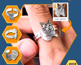 Custom Photo Engraved Ring – Personalised Keepsake Jewellery for Pet Lovers & Memorial Gifts