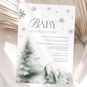 Baby Its Cold Outside Baby Shower Invitation Neutral Template, Winter Snowflake Babyshower Invite Printable Instant Digital Download | MM026