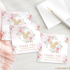 de couleur rose pour étiquette de baby shower Minnie Mouse, étiquette de cadeau de remerciement Minnie à imprimer pour fille | MM001
