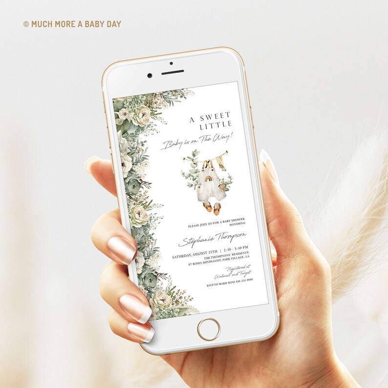Neutral Clothes Baby Shower Invitation Digital, A Sweet Little Baby