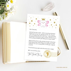 Editable Tooth Fairy Letter Printable, First Tooth Fairy Receipt Template, Girl Toothfairy Note Digital Certificate Downloadable, Last Tooth image 4