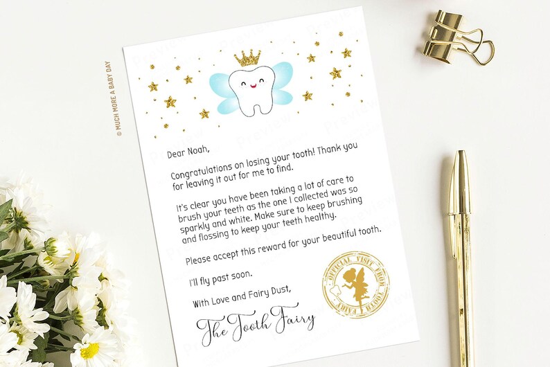 Blue Tooth Fairy Letter Boy Printable, Message Letter From Fairy ...