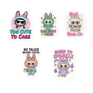 Pegatinas LaBubu, juego de 5, ingeniosas, divertidas, kawaii, dibujos animados, tendencia, La Bubu