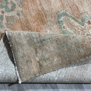 4x8 Vintage Rug,4x8 Faded Orange Brown Blue Beige  Turkish Rug, Oushak Livngroom Kids Kitchen Patio Bedroom Dorm Area Knotted Rug, 4.3x8.1Ft