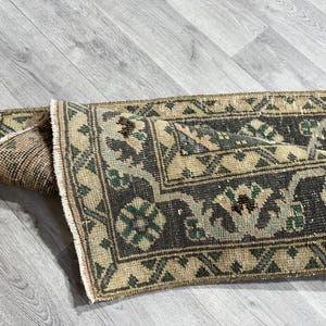 2x12 Handmade Turkish Runner Rug: Faded Red, Blue & Green Wool (2.3x11.6 Ft)