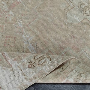 Tappeto da corridoio vintage 3x10 rosso beige marrone sbiadito, tappeto da corridoio turco 3x10, tappeto da corridoio stretto Oushak per soggiorno, ingresso, corridoio, cucina, 3,0x9,6 piedi