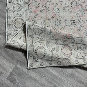 7x10 Vintage Pink Beige Blue Area Rug, 7x10 Oushak Wool Rug, Turkish Livingroom Kitchen Bedroom Kids Diningroom Rug, Home Decor, 6.8x10.2 Ft