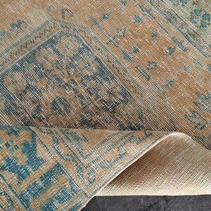 3x12 Turkish Orange Blue Green Runner Rug, 3x12 Wool Runner, Oushak Livingroom Hallway Entryway Dorm Narrow Runner, Home Decor, 3.3x11.8 Ft