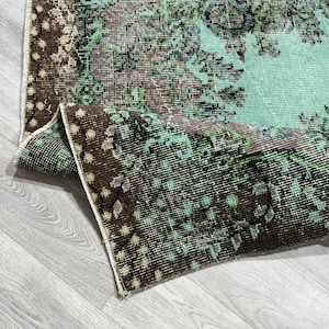 4x7 Vintage Purple Blue Green Brown Rug, 4x7 Turkish Natural Rug, Oushak Livingroom Diningroom Laundry Patio Office Bedroom Rug, 3.8x7.4 Ft