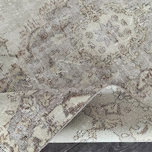4x7 Vintage Beige Green Faded Purple Rug, 4x7 Oushak Handmade Rug, Turkish Livingroom Bedroom Kitchen Laundry Rug, Bohemian Decor, 3.6x6.8Ft