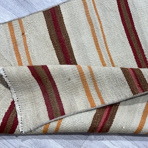 3x8 Beige Red Orange Brown Oushak Runner, 3x8 Turkish Runner, Vintage Entryway Hallway Livingroom Kitchen Runner Rug, Handmade, 2.5x7.8 Ft