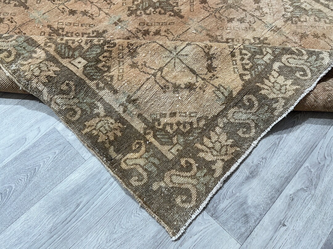 4x8 Oushak Rug,4x8 Faded Red Brown Blue Vintage Rug, Turkish Livingroom ...