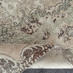 5x8 Oushak Brown Green Beige Rug, 5x8 Turkish Area Rug, Vintage Livingroom Bedroom Nursery Diningroom Kids Large Rug, Home Decor, 5.4x8.3 ft
