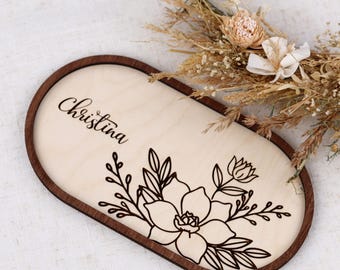 Jewelry Tray, Custom Wooden Ring Dish, Engraved Trinket Tray, Gift for Women