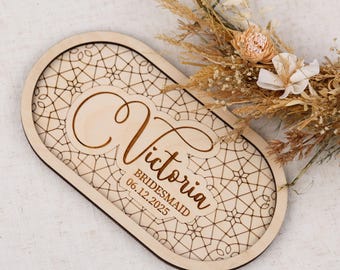 Cadeau voorstel bruidsmeisje, gepersonaliseerde ringschotel, dienblad aangepaste sieraden, cadeau bruidsmeisje Name