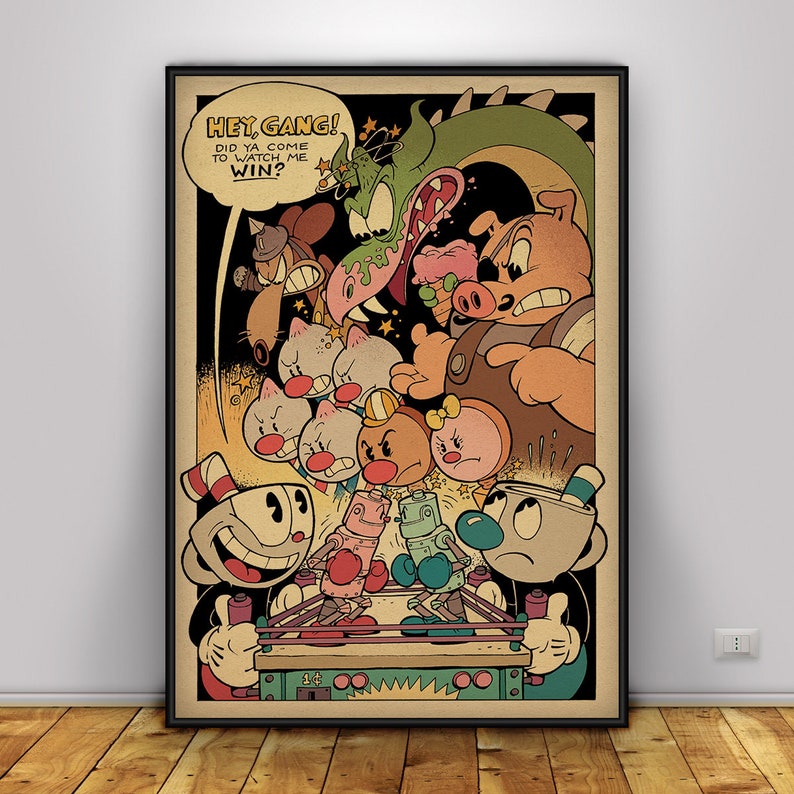 Cuphead Game Poster Wall Art Wall Prints Home Decor Kraft Paper Print
