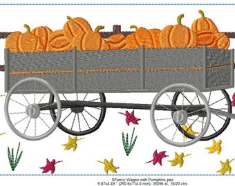 SFancy Wagon con calabazas (y espantapájaros) - DOS TAMAÑOS