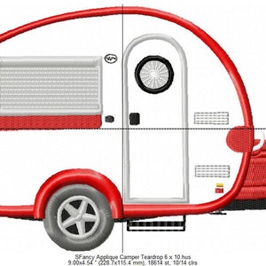 SFancy Applique Camper Teardrop 6 x 10