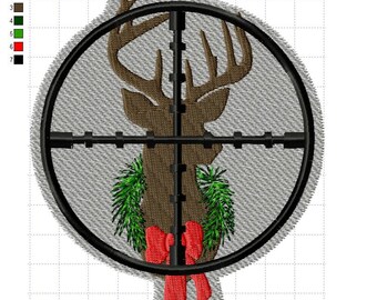 SFancy Christmas Deer en Crosshairs 5 x 7
