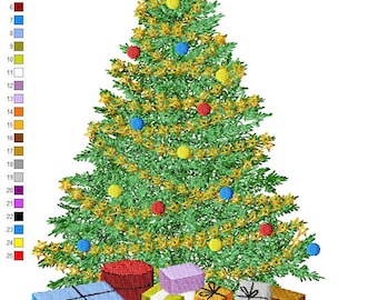 SFancy Christmas Douglas Fir con Regalos 5 x 7
