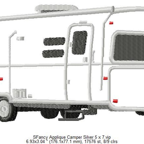 SFancy Applique Camper Silver 5 x 7