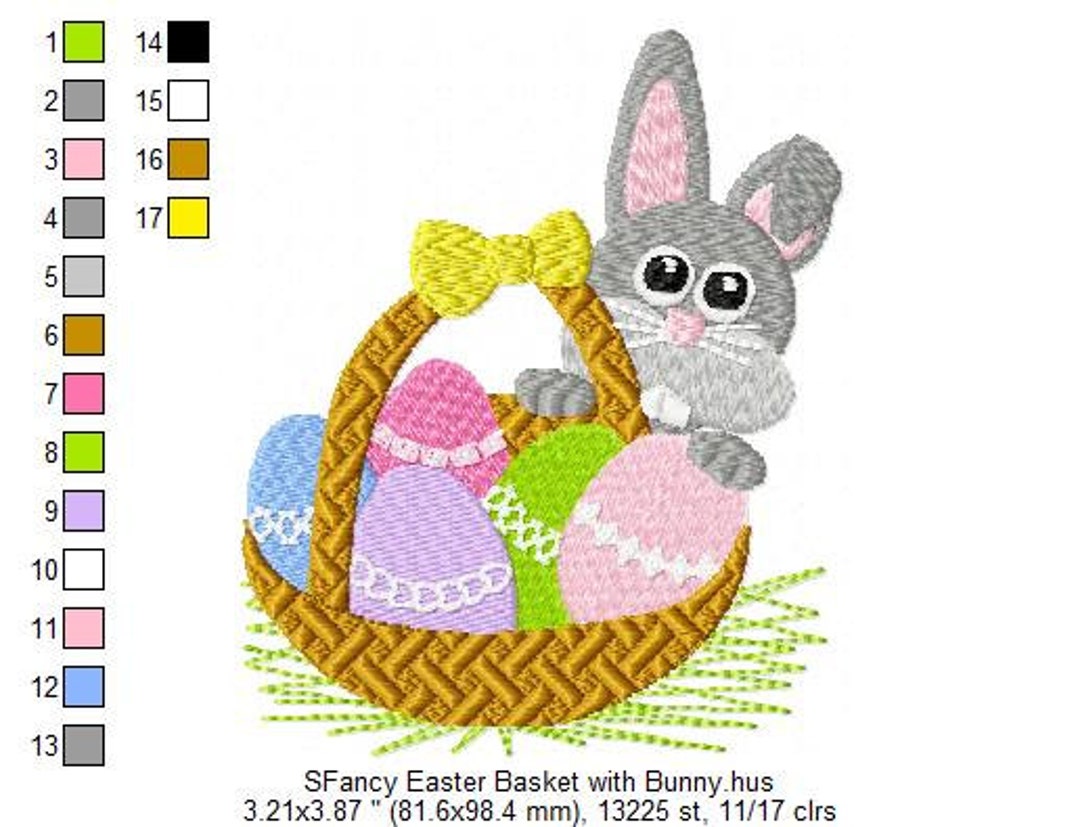 Sfancy Machine Embroidery Easter Basket With Bunny 4 X 4 - Etsy