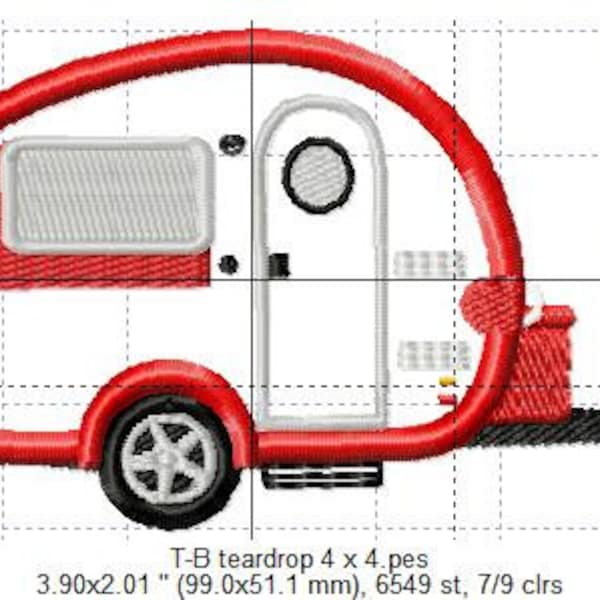 SFancy Applique Camper T-B Teardrop 4 x 4