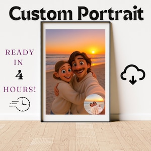 Custom Cartoon Animation Portrait, Personalized Cartoon Portrait, Cartoon 3D Portrait, Portrait from Photo, Custom Gift