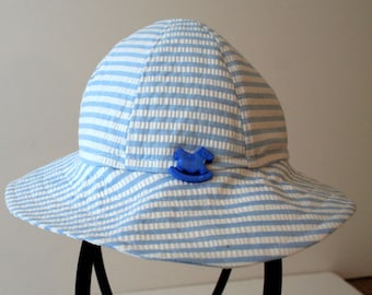Infant Sun Hat Blue and White Striped