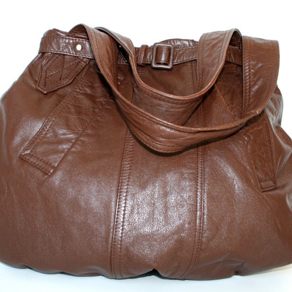 OOAK Brown Repurposed Leather Shoulder Bag Handbag Satchel