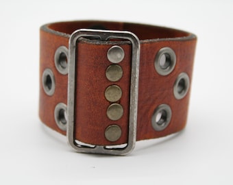 Recycled Brown Leather Cuff