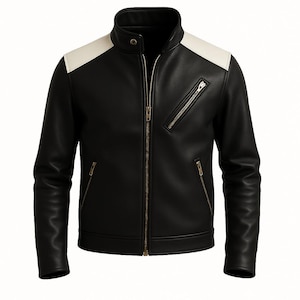 Handmade Men&#39;s Black Leather Biker Jacket, Genuine Leather Jacket, mototorcycle leather jacket