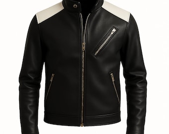 Handmade Men's Black Leather Biker Jacket, Genuine Leather Jacket, mototorcycle leather jacket