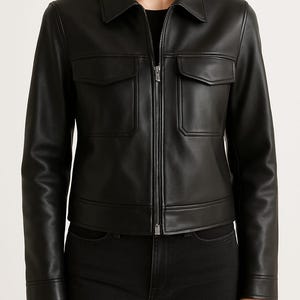 Handgefertigte schwarze Leder Bikerjacke für Damen, Motorradjacke Frauen, Geschenke für sie, Geschenke für Freundin, echtes Leder,