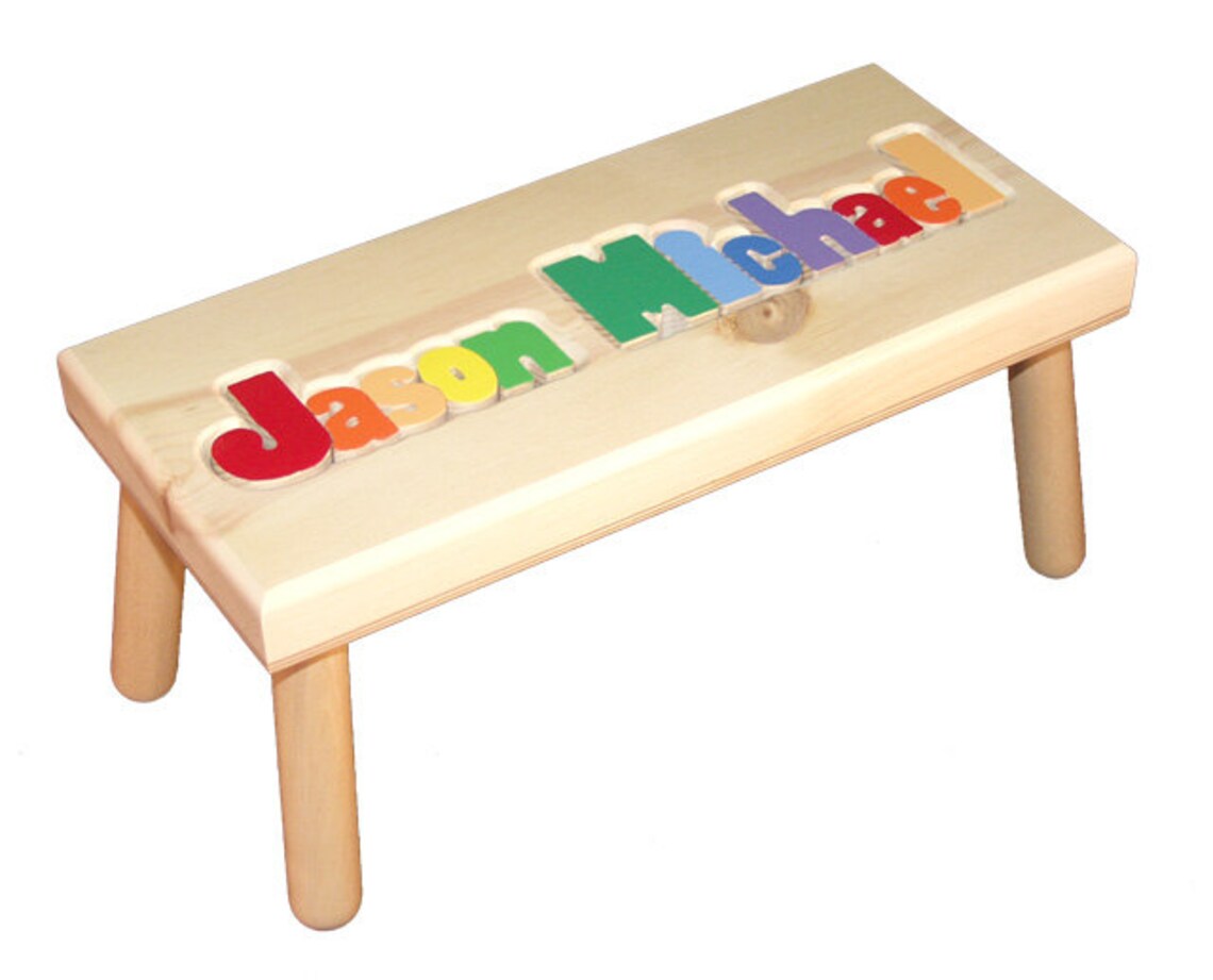 LARGE Child's Name Puzzle Stool FREE Shipping item Etsy