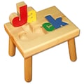 Personalized Name Puzzle Stool: Handmade Wooden Toy product logo