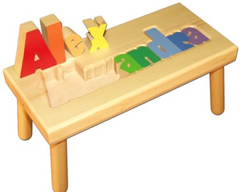 LARGE Child's Name Puzzle Stool + FREE Shipping (Item 201-2)