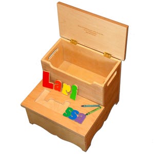 Personalized Name Puzzle Stool: Baltic Birch Step Stool with Storage