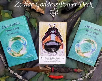 Zodiac Goddess Power Deck, 32 Cards, Guidebook, Oracle, Astrology, Goddess, Tarot, Witchy, Pagan,