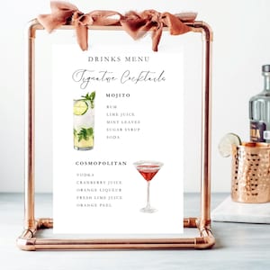 Editable Cocktail Bar Menu Template: A5 Printable Design (Digital Download)